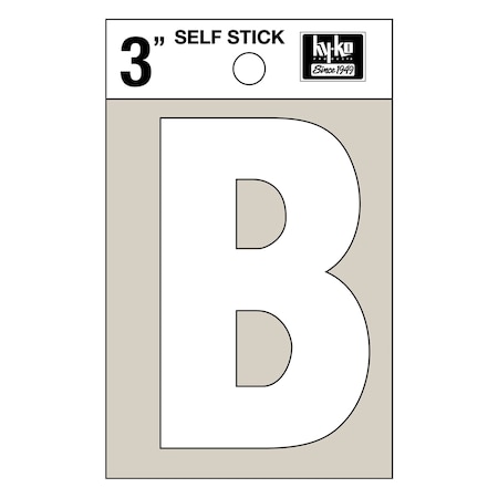 3In White Vinyl Letter B, 10PK